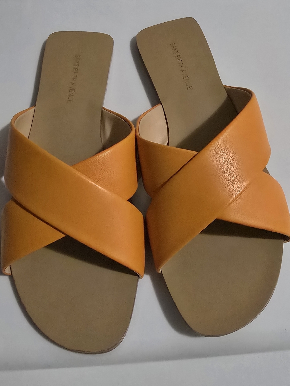 New Saks Fifth Avenue Anne Orange Slide Sandals Size 7.5M